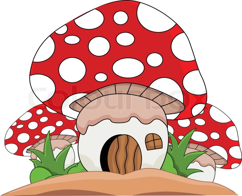 800x649 Cartoon Mushroom House Stock Vector Colourbox