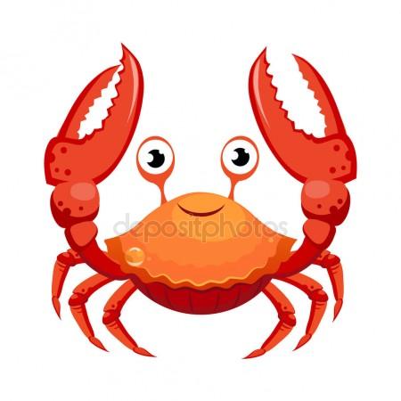450x450 Red Crab, Sea Creature. Colorful Cartoon Character Stock Vector