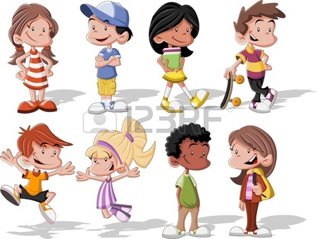 450x339 Cute Happy Cartoon Kids Playing In Playground On The Backyard