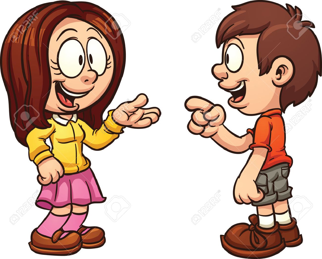 1300x1044 Cartoon Kids Talking. Vector Clip Art Illustration With Simple