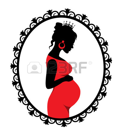 395x450 Silhouette Of A Woman With A Baby In A Stroller Royalty Free