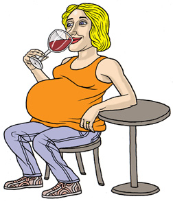 pregnant women drinking alcohol clipart