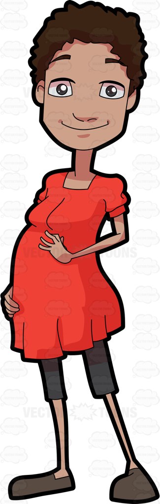 325x1024 A Happy Black Pregnant Woman Cartoon Clipart