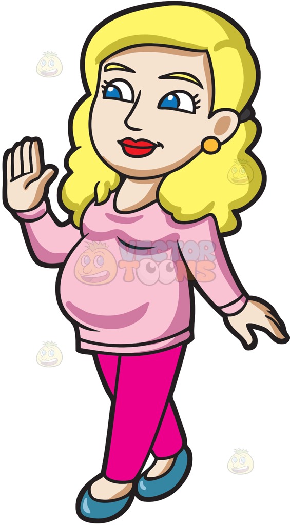 565x1024 A Pretty Pregnant Woman Cartoon Clipart