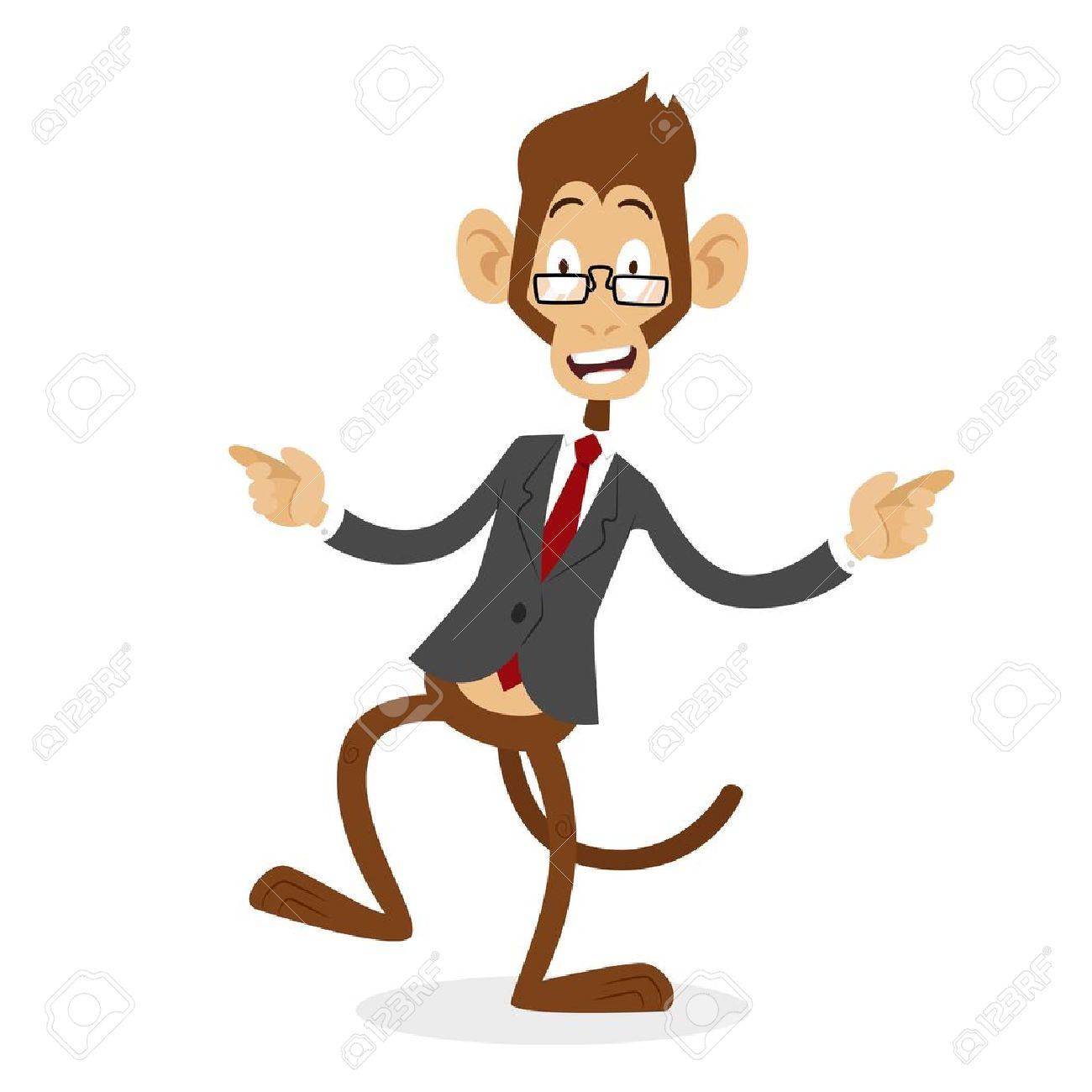 1300x1300 Cartoon Monkey Business Man Stress Dancing. Business Monkey