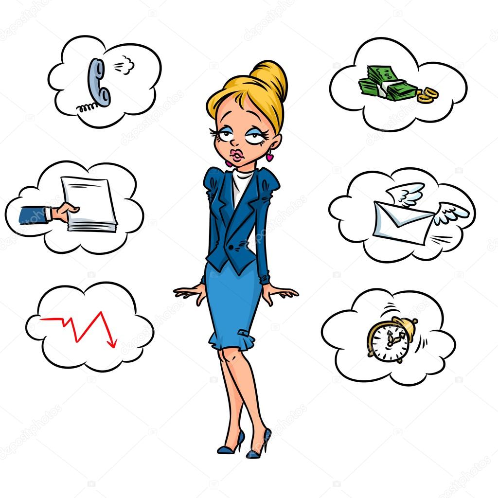 1024x1024 Woman Worker Stress Cartoon Stock Photo Efengai
