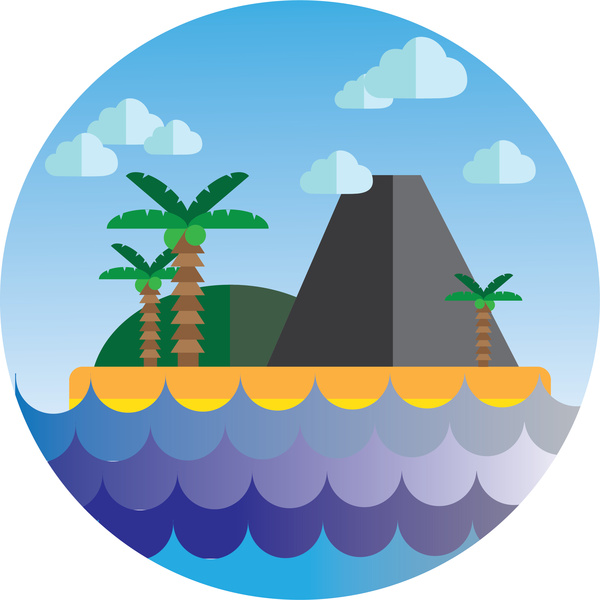 600x600 Island Cartoon Icon Free Vector In Adobe Illustrator Ai ( Ai