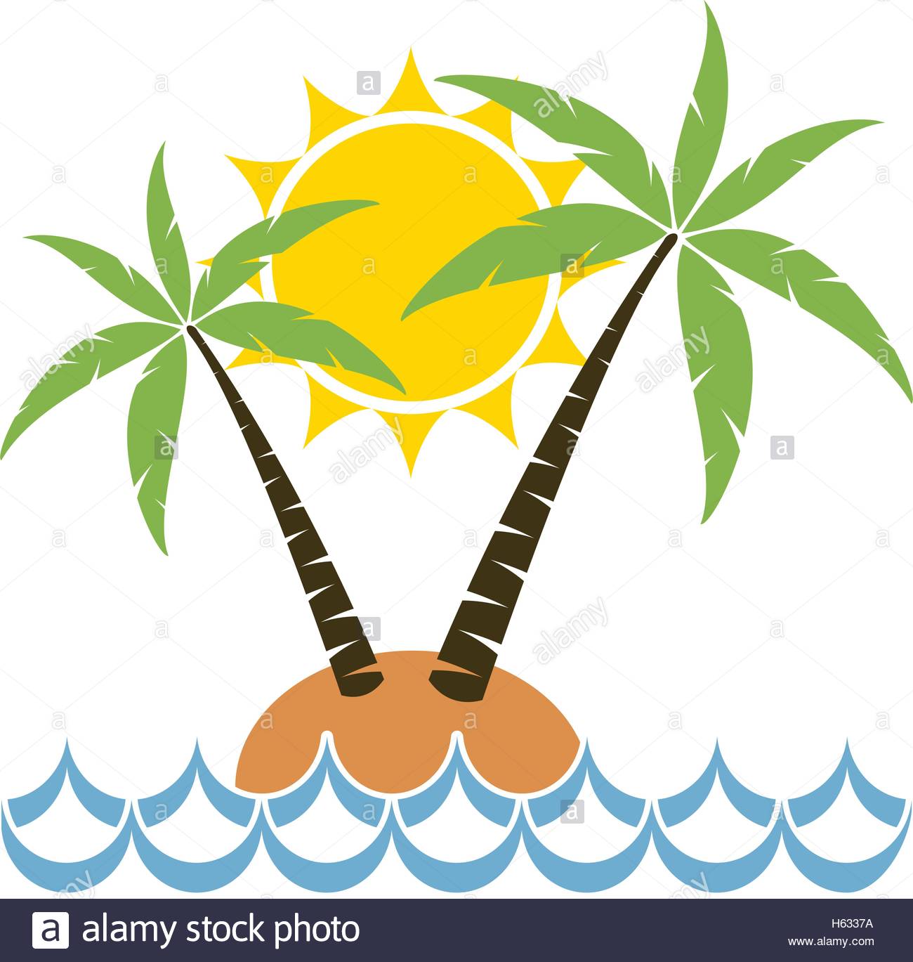 1300x1369 Vector Cartoon Of Palm Tree On A Small Island For Travel