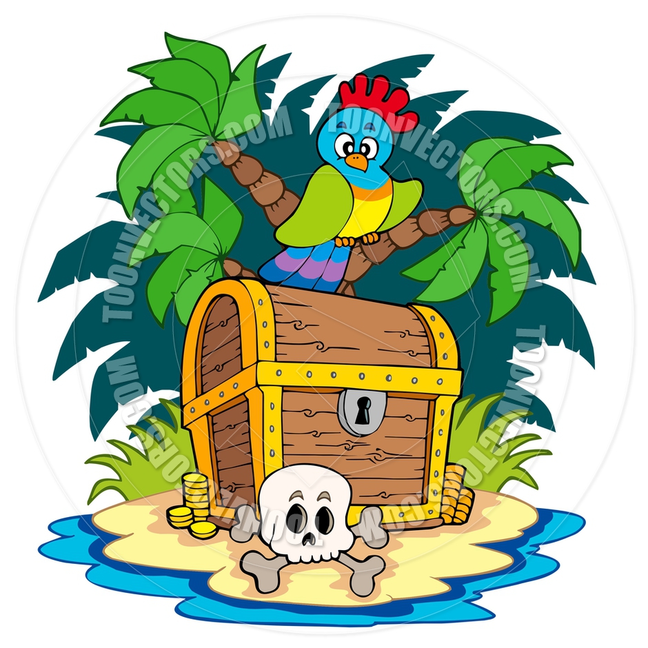 940x940 Cartoon Pirate Island With Treasure Chest By Clairev Toon