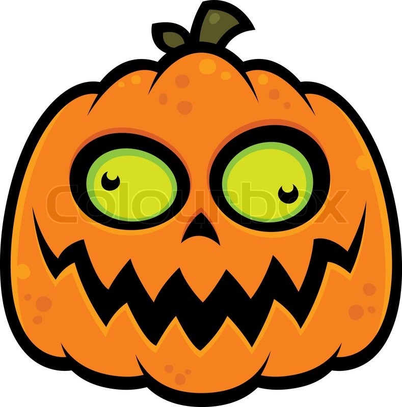 789x800 Cartoon Illustration Of A Crazy Pumpkin Jack O Lantern With Green