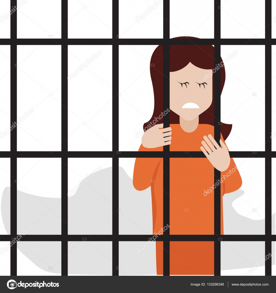 963x1024 Sad Young Woman In Jail Stock Vector Avezadesign