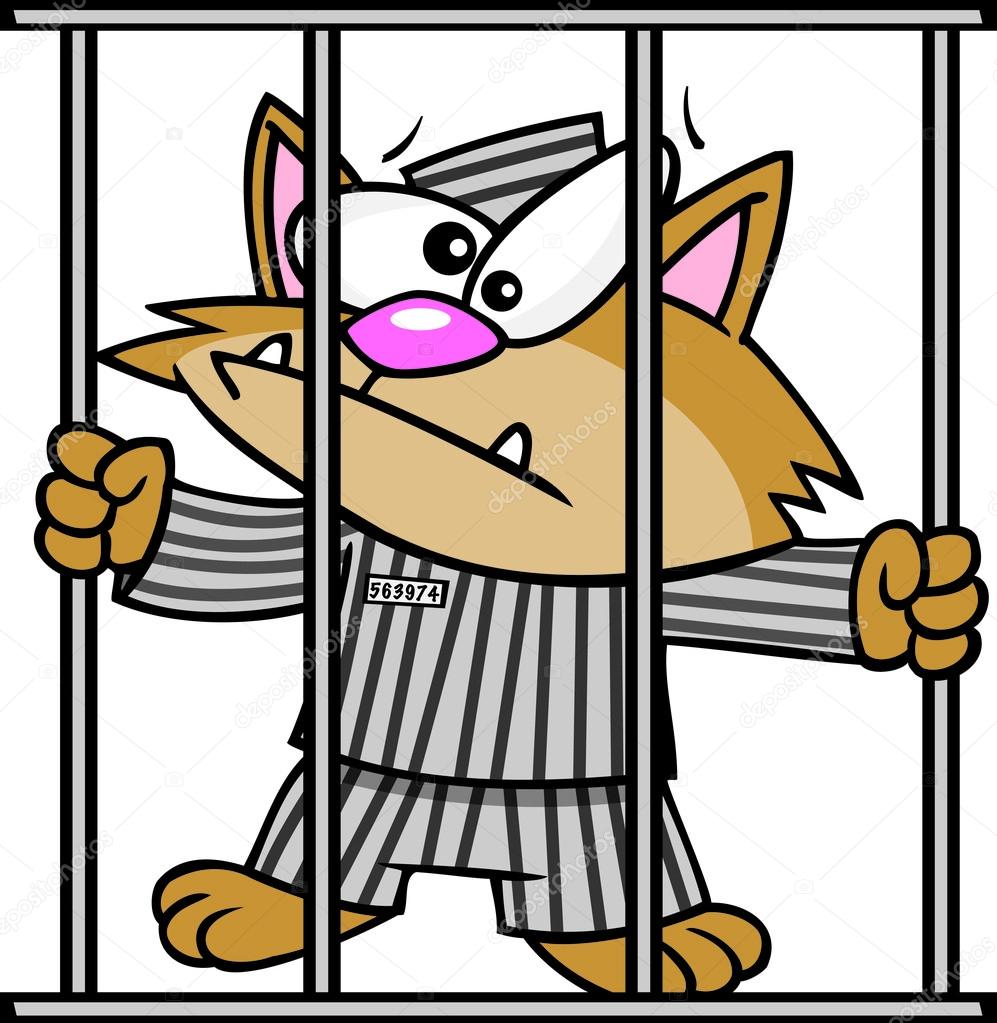997x1023 Cartoon Cat In Jail Stock Vector Ronleishman
