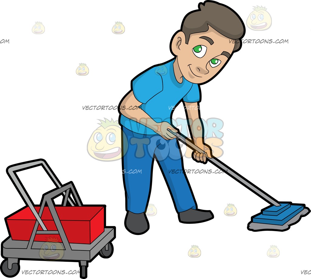 1024x919 A Janitor Mopping The Floor Cartoon Clipart