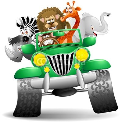 400x400 Geep Con Animali Selvaggi Cartoon Savannah Wilde Dieren Op Jeep