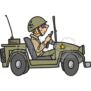 300x300 Royalty Free A Soldier Driving In A Military Jeep 172856 Vector
