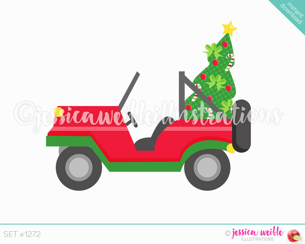 1020x816 Car With Christmas Tree Clipart