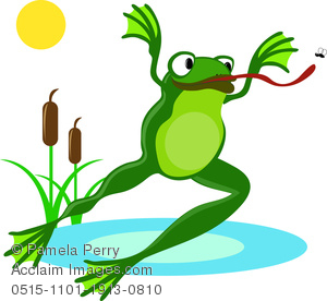300x276 Art Illustration Of A Cartoon Frog Leaping Through The Air