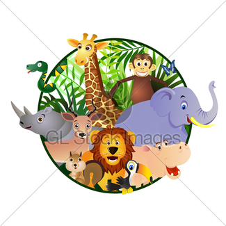 325x325 Vector Jungle Animal Cartoon Gl Stock Images
