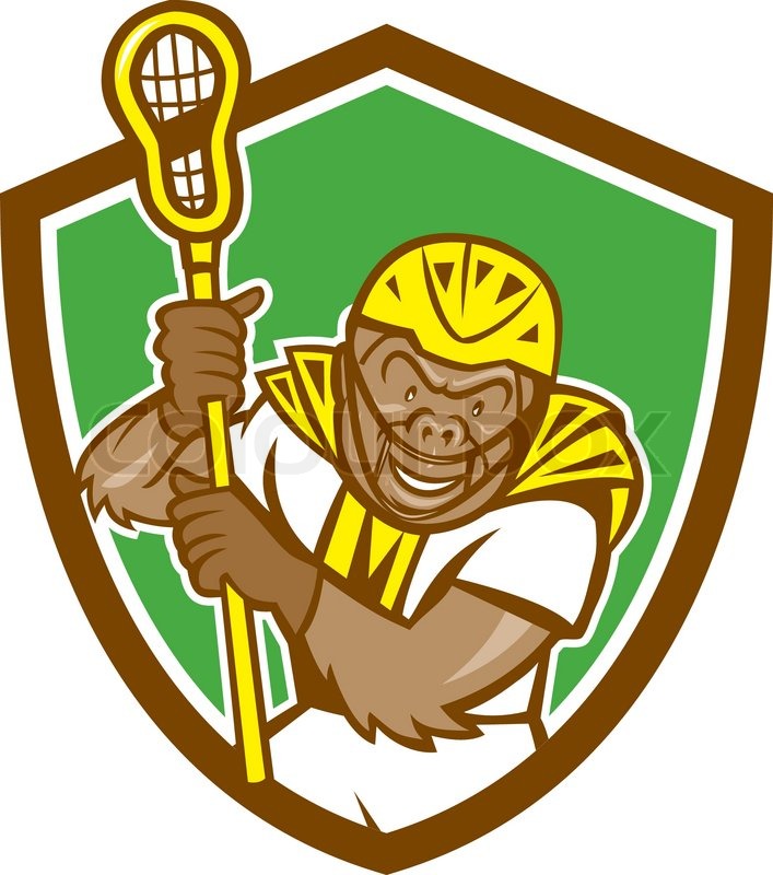 707x800 Illustration Of A Gorilla Ape Lacrosse Player Wearing Helmet
