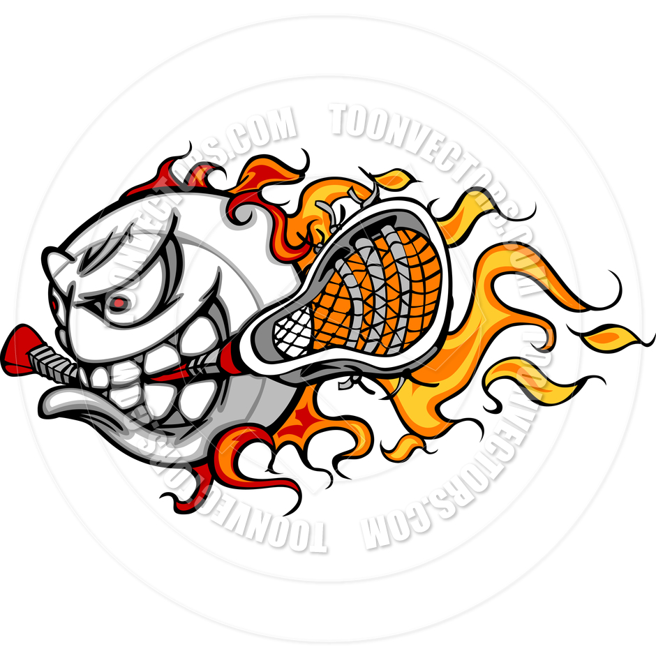 940x940 Lacrosse Ball With Lacrosse Stick And Flames Vector Image By