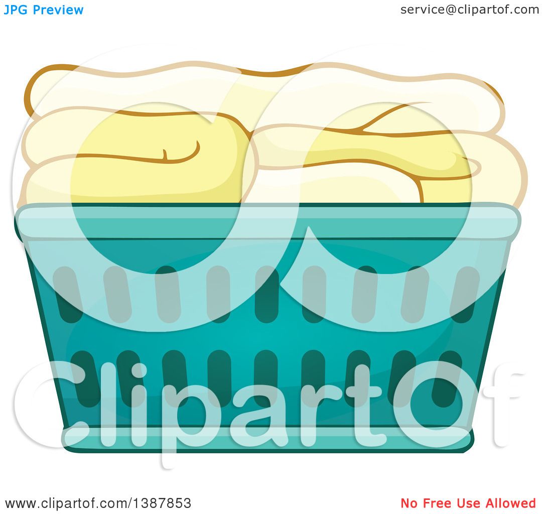 1080x1024 Clipart Of A Cartoon Laundry Basket With Folded Items