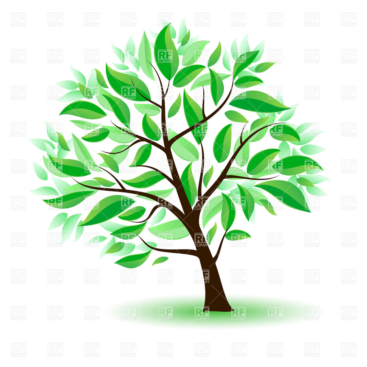 1200x1200 Cartoon Tree With Green Leaves Royalty Free Vector Clip Art Image