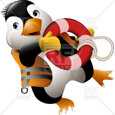 400x400 Funny Penguin Lifeguard