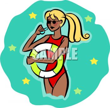 350x344 Teenage Girl Lifeguard Blowing Her Whistle