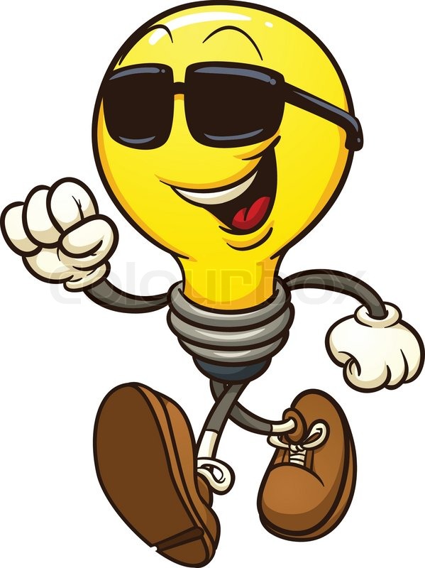 599x800 Cartoon Lightbulb Wearing Shades. Vector Clip Art Illustration