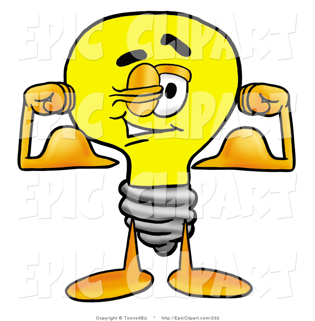 1024x1044 Clip Art Of A Strong Light Bulb Mascot Cartoon Character Flexing