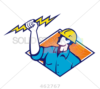 340x302 Stock Illustration Of Electrician Cartoon Logo Man Holding