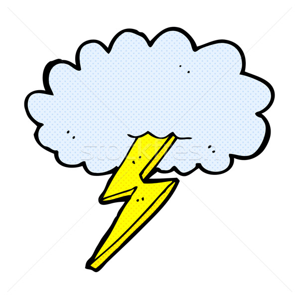 600x600 Comic Cartoon Lightning Bolt And Cloud Vector Illustration
