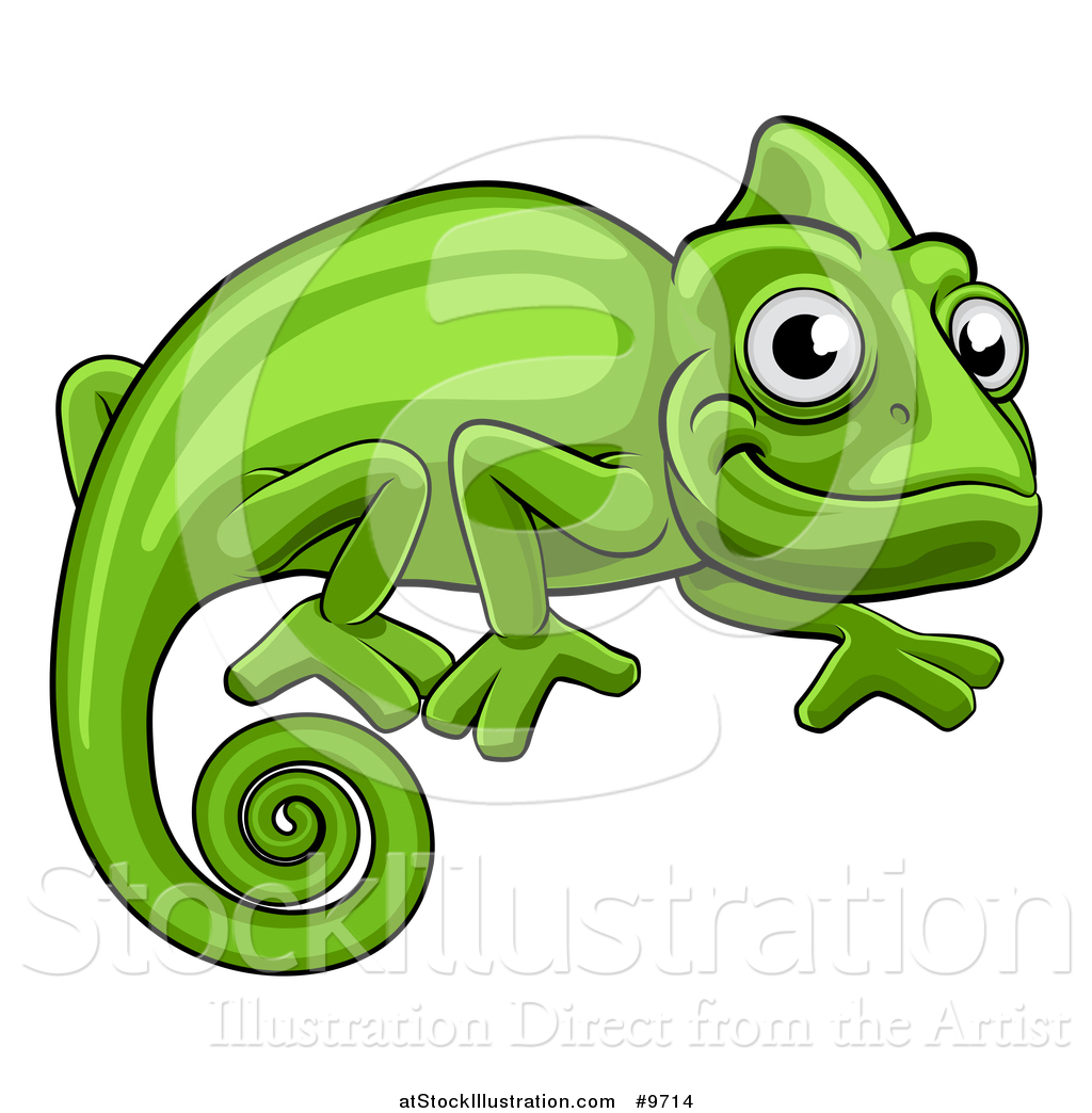 1024x1044 Vector Illustration Of A Cartoon Happy Green Chameleon Lizard By