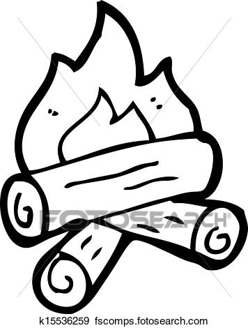 356x470 Clip Art Of Cartoon Burning Wood Logs K15536259
