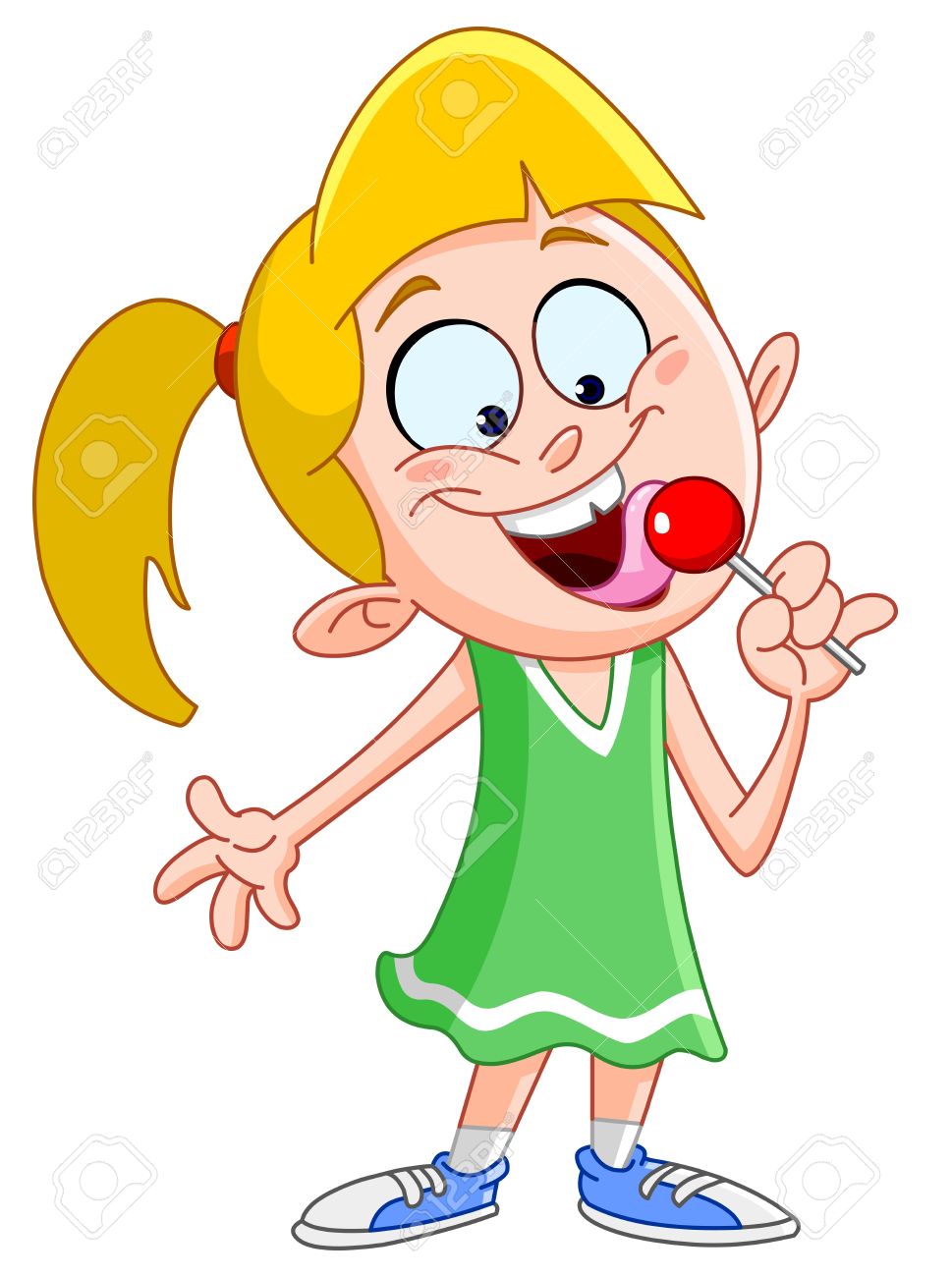 969x1300 Young Girl Licking A Red Lollipop Royalty Free Cliparts, Vectors