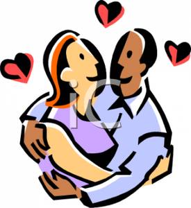275x300 Colorful Cartoon Of A Couple In Love Embracing Each Other