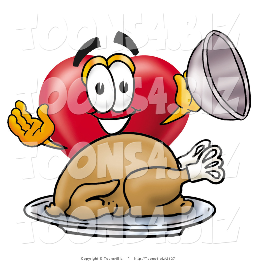 1024x1044 Illustration Of A Cartoon Love Heart Mascot Serving A Thanksgiving