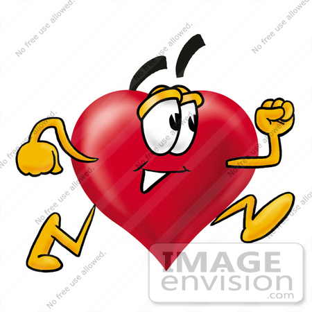 450x450 Clip Art Graphic Of A Red Love Heart Cartoon Character Running