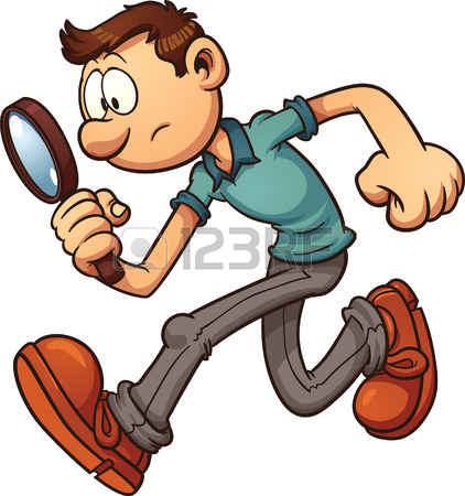 422x450 Cartoon Safari Girl Using A Magnifying Glass. Vector Clip Art