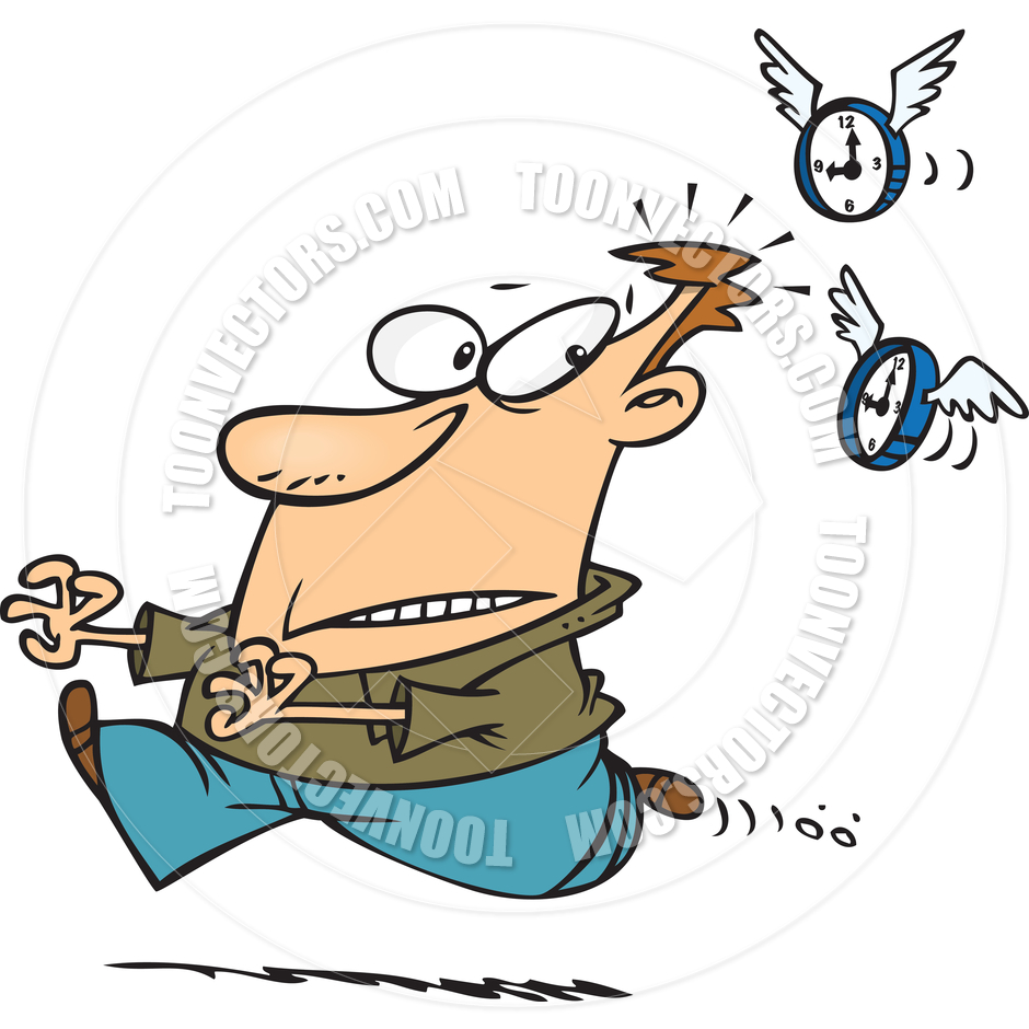 940x940 Cartoon Man Running Out Of Time By Ron Leishman Toon Vectors Eps