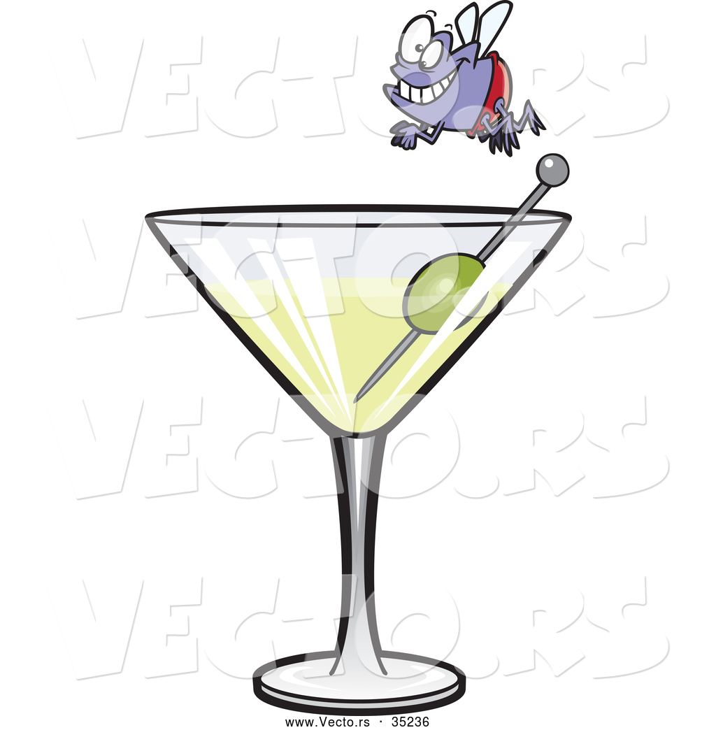1024x1044 Vector Of A Smiling Cartoon Fly Over A Full Martini Glass