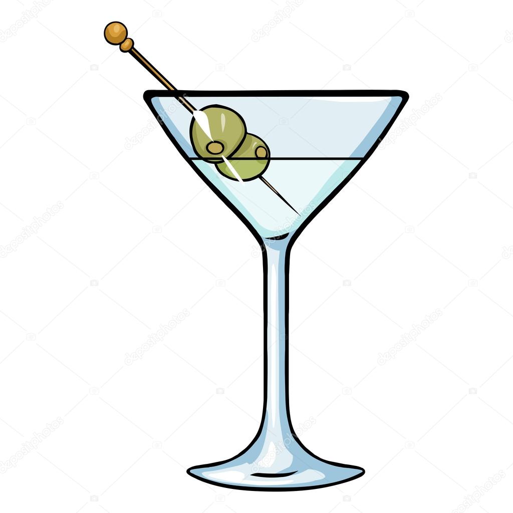 1024x1024 Cartoon Martini Glass With Green Olives Stock Vector Nikiteev