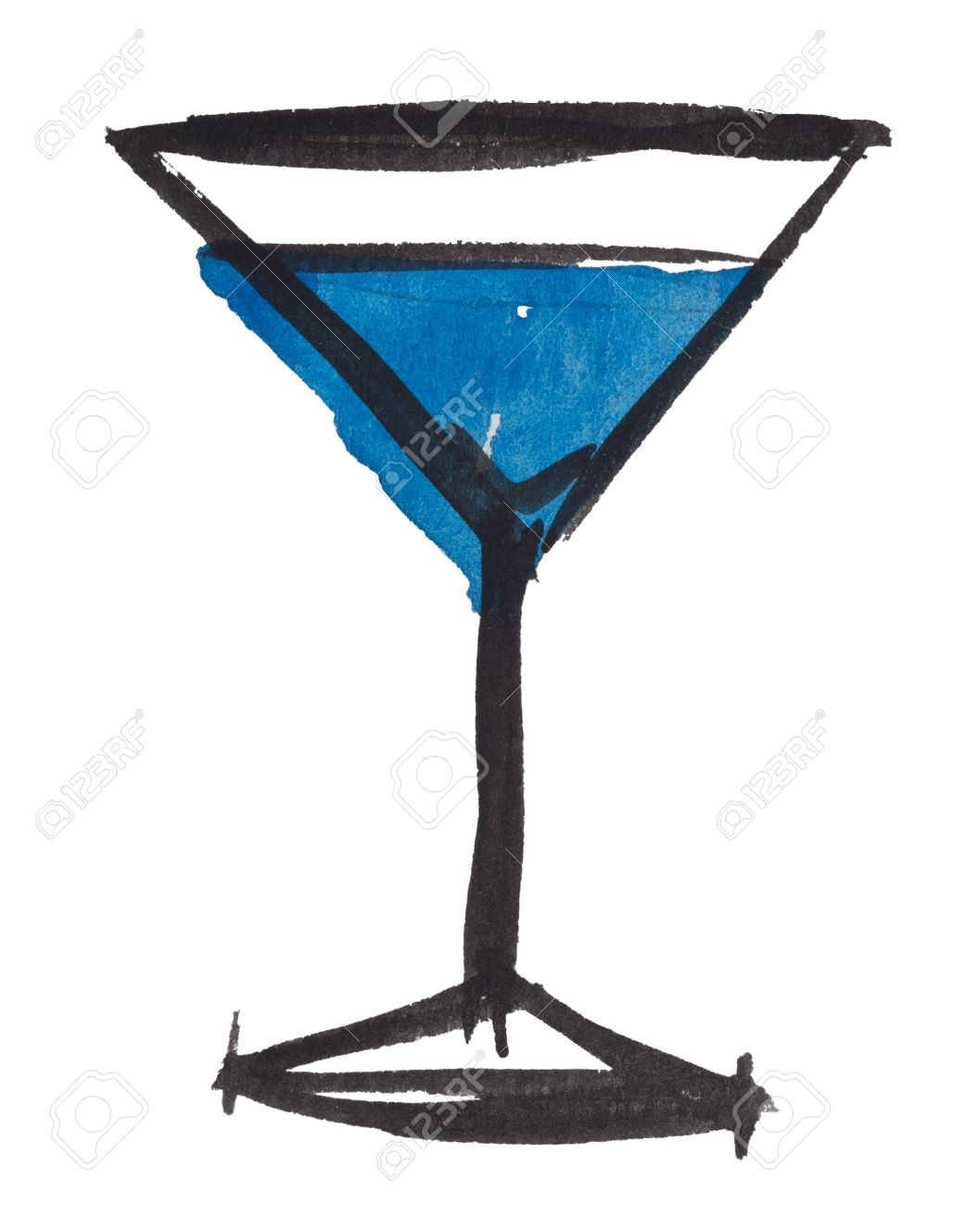 1057x1300 Martini Glass By Watercolors Stock Photo, Picture And Royalty Free