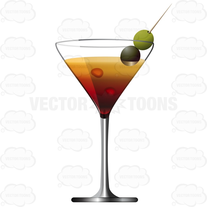 800x800 Martini Glass With Two Olives On Toothpick Cartoon Clipart
