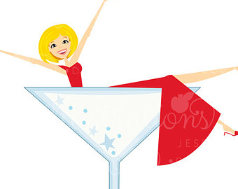 340x270 Ms Cocktail Claus Character Illustration Blonde Cartoon