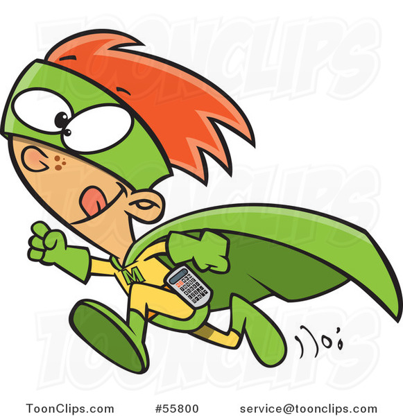 581x600 Cartoon White Super Hero Math Boy Running