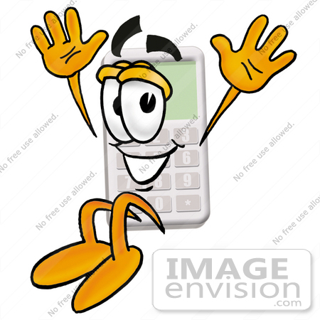 450x450 Clip Art Graphic Of A Calculator Cartoon Character Jumping