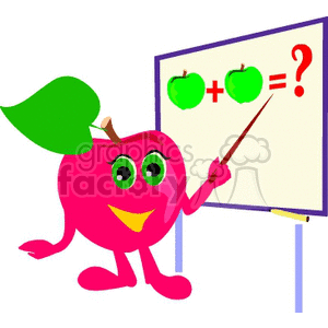300x300 Royalty Free Cartoon Pink Apple Teaching A Math Problem 139317