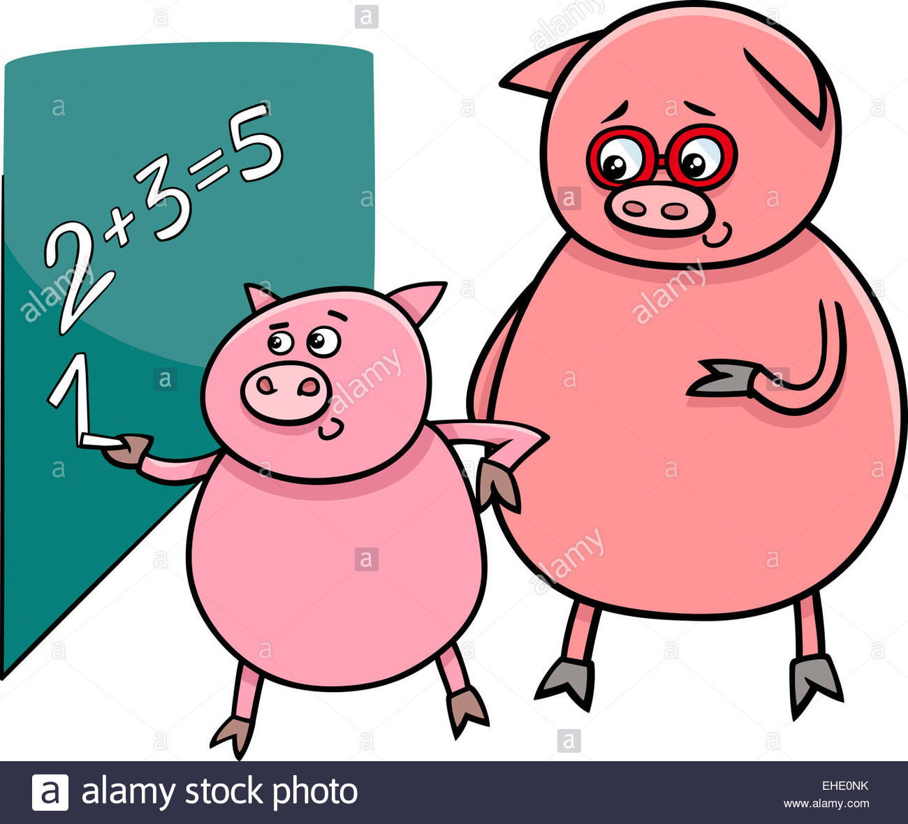 1300x1180 Cartoon Illustration Of Funny Pig Animal Character On Math Lesson