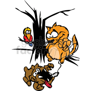 300x300 Royalty Free Cat Teasing A Mean Dog 377126 Vector Clip Art Image